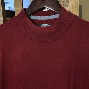 Murano Mens Pullover Sweater XL Dark Red Mock Neck Modern Lightweight VINTAGE